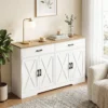 Sideboard Buffetkast, 140 Cm Boerderij Keukenkast Met 2 Lades En 2 Kasten, Wit