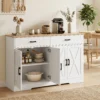 Sideboard Buffetkast, 140 Cm Boerderij Keukenkast Met 2 Lades En 2 Kasten, Wit
