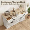 Sideboard Buffetkast, 140 Cm Boerderij Keukenkast Met 2 Lades En 2 Kasten, Wit