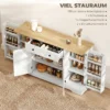 Sideboard Keukenkast Met 4 Deuren, Lade, Verstelbaar Rek, Deurrekken Voor Keuken, Eetkamer, 138x40x85cm, Wit