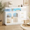 Sideboard Met LED verlichting, Ingebouwde Stopcontacten, 3 Lades, Planken En 2 Acryldeuren, Hoogglans Wit