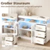 Sideboard Met LED verlichting, Ingebouwde Stopcontacten, 3 Lades, Planken En 2 Acryldeuren, Hoogglans Wit