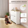 Smalle Schoenenkast Met 4 Klapvakken Voor 8 16 Paar Schoenen, 105 X 26 X 80 Cm, Wit+Natuur