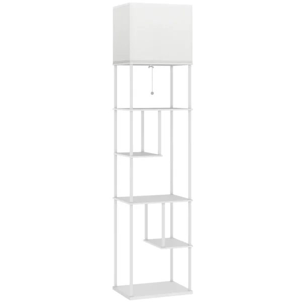 Staande Lamp Met Rekken, Instelbare Helderheid & Kleurtemperatuur Voor Slaapkamer, Kantoor, Woonkamer, Wit