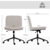 Thuiswerkstoel Bureaustoel Met Linnenlook, In Hoogte Verstelbaar, Kleermakersstoel Draaistoel Met Kantelfunctie, Beige