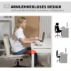 Thuiswerkstoel Bureaustoel Met Linnenlook, In Hoogte Verstelbaar, Kleermakersstoel Draaistoel Met Kantelfunctie, Beige