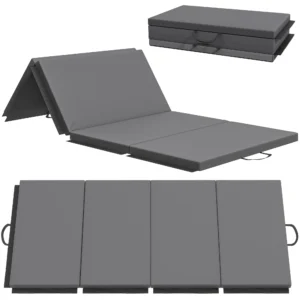 Trainingsmat, Opvouwbare Fitnessmat Sportmat Met Handvatten Gymnastiekmat Grijs, 180 X 80 X 5 Cm