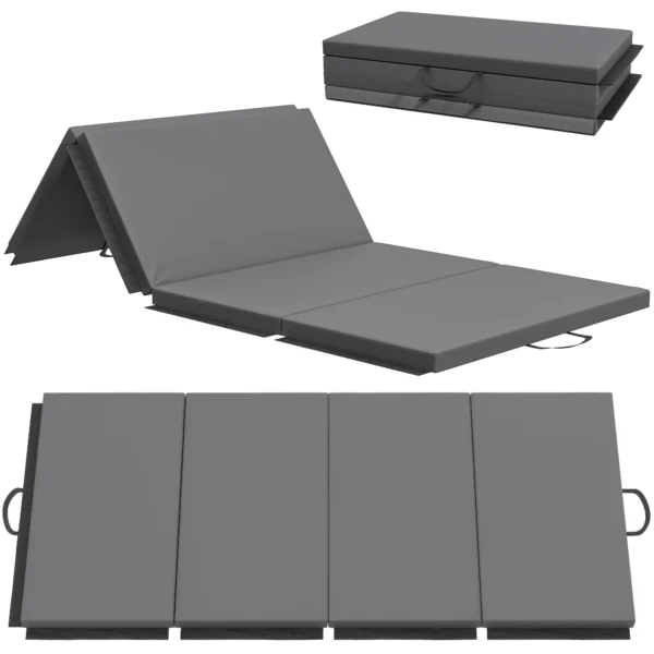 Trainingsmat, Opvouwbare Fitnessmat Sportmat Met Handvatten Gymnastiekmat Grijs, 180 X 80 X 5 Cm
