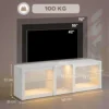 TV Lowboard Met RGB LED verlichting, Modern TV meubel Met Verstelbare Glazen Planken, Voor Televisies Tot 75 Inch, Wit