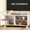 TV meubel Op Wielen Met Remmen, TV meubel Met Kast En Verstelbare Plank, Wit En Eiken