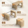 Uitschuifbare Eettafel Voor Kleine Ruimtes, Om Te Bouwen Tot Console, Zitplaatsen Voor 10 Personen, Lichtbruine Houtlook