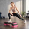 Verstelbaar Stepbord Fitness Aerobic Stepper Met 3 Niveaus (12/17,5/22,5 Cm), Anti slip Mat Zwart+Roze