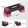 Verstelbaar Stepbord Fitness Aerobic Stepper Met 3 Niveaus (12/17,5/22,5 Cm), Anti slip Mat Zwart+Roze