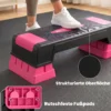 Verstelbaar Stepbord Fitness Aerobic Stepper Met 3 Niveaus (12/17,5/22,5 Cm), Anti slip Mat Zwart+Roze