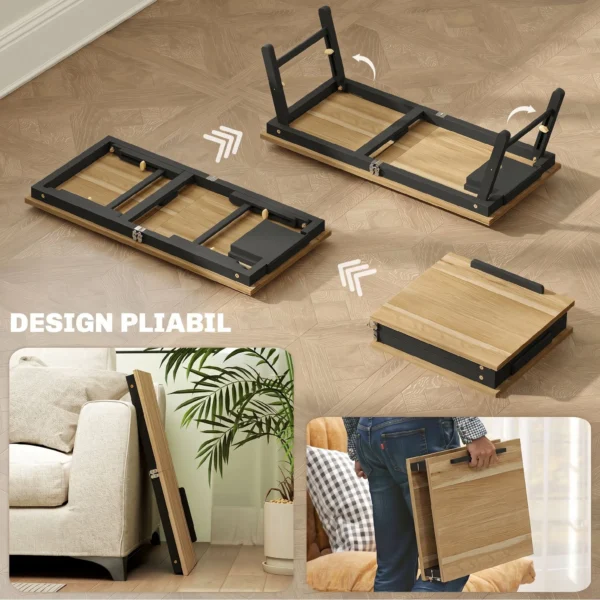 Verstelbare Bedtafel, Laptoptafel Met Lade, Opvouwbaar Voor Sofa Werken Bed, Eiken