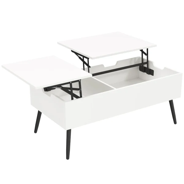 Verstelbare Salontafel Met Verborgen Opbergruimte Voor Woonkamer, 50 X 100 Cm, Wit
