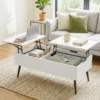 Verstelbare Salontafel Met Verborgen Opbergruimte Voor Woonkamer, 50 X 100 Cm, Wit