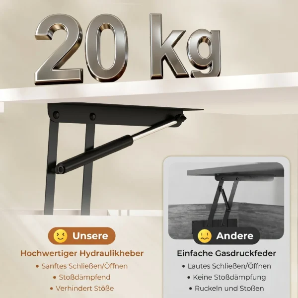 Verstelbare Salontafel Met Verborgen Opbergruimte Voor Woonkamer, 50 X 100 Cm, Wit
