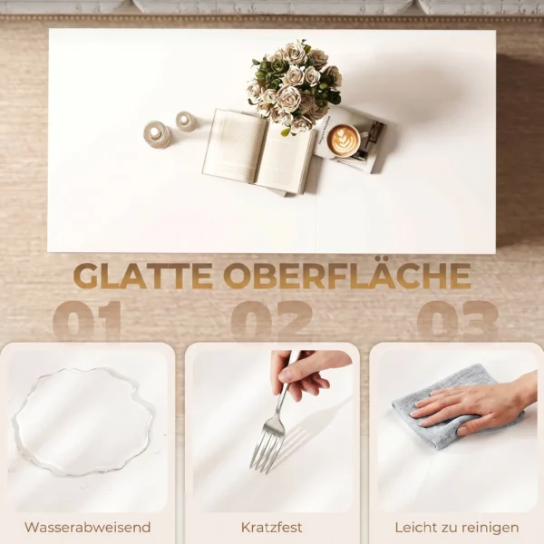 Verstelbare Salontafel Met Verborgen Opbergruimte Voor Woonkamer, 50 X 100 Cm, Wit