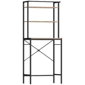 Wasmachinerek Badkamerrek Met Droogstang, 3 Niveaus Voor Badkamer, Wasruimte, 67 X 40 X 161,8 Cm, Bruin