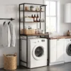Wasmachinerek Badkamerrek Met Droogstang, 3 Niveaus Voor Badkamer, Wasruimte, 67 X 40 X 161,8 Cm, Bruin