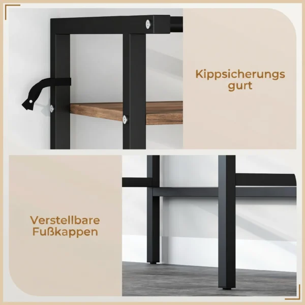 Wasmachinerek Badkamerrek Met Droogstang, 3 Niveaus Voor Badkamer, Wasruimte, 67 X 40 X 161,8 Cm, Bruin