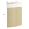 Wasmand In Hoekontwerp, Bamboe Vlechtwerk, 55 Liter, Stoffen Zak, Metalen Frame, Crème