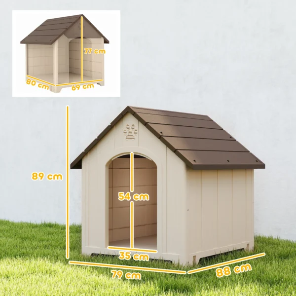 Weerbestendig Hondenhok 88 X 79 X 89 Cm Verhoogde Hondengrot Met Opklapbaar Asfaltdak, Grondankers