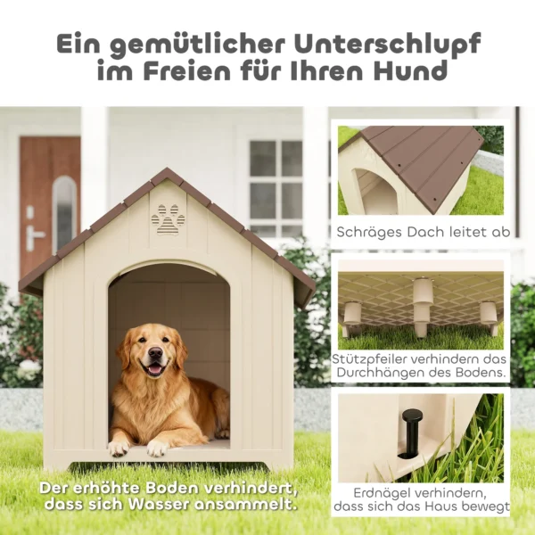 Weerbestendig Hondenhok 88 X 79 X 89 Cm Verhoogde Hondengrot Met Opklapbaar Asfaltdak, Grondankers