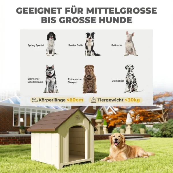 Weerbestendig Hondenhok 88 X 79 X 89 Cm Verhoogde Hondengrot Met Opklapbaar Asfaltdak, Grondankers