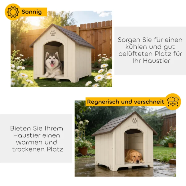 Weerbestendig Hondenhok 88 X 79 X 89 Cm Verhoogde Hondengrot Met Opklapbaar Asfaltdak, Grondankers