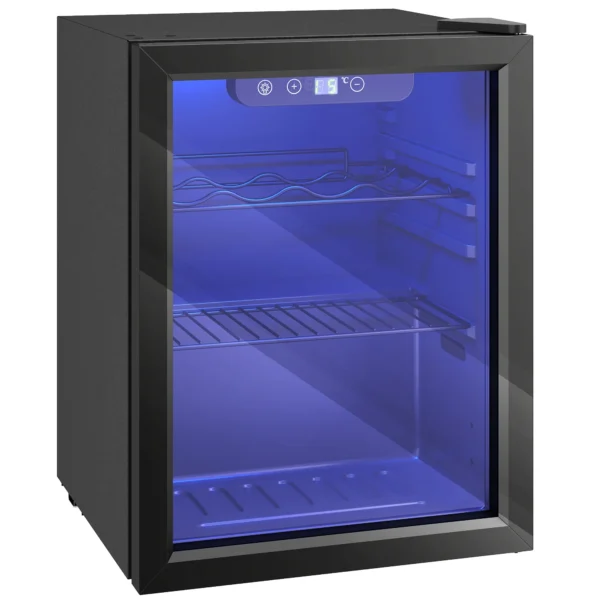 Wijnkoeler Voor 16 Flessen, 48 L Capaciteit, 4 16°C, Inbouw Koelkast Voor Dranken En Bier, Met Glazen Deur, LED licht