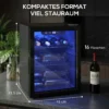 Wijnkoeler Voor 16 Flessen, 48 L Capaciteit, 4 16°C, Inbouw Koelkast Voor Dranken En Bier, Met Glazen Deur, LED licht
