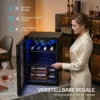 Wijnkoeler Voor 16 Flessen, 48 L Capaciteit, 4 16°C, Inbouw Koelkast Voor Dranken En Bier, Met Glazen Deur, LED licht