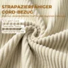 Zitbank Met Opbergruimte, Gestoffeerde Bank Met Corduroy look, Houten Poten En Gerolde Armleuningen, Beige