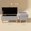 Zitbank Met Opbergruimte In Linnenlook, Gestoffeerde Voetenbank Met Rubberboomhouten Poten, Opbergdoos, Lichtgrijs