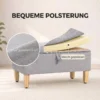 Zitbank Met Opbergruimte In Linnenlook, Gestoffeerde Voetenbank Met Rubberboomhouten Poten, Opbergdoos, Lichtgrijs