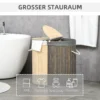 100 L Wäschekorb Mit Deckel, Griff, 2 Abschnitte, Herausnehmbarer Wäschesack, Für Schlafzimmer, Bambus Grau+Natur