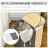 100 L Wäschekorb Mit Deckel, Griff, 2 Abschnitte, Herausnehmbarer Wäschesack, Für Schlafzimmer, Bambus Grau+Natur