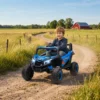 12V Elektroauto Für Kinder, Fernbedienungsfunktion, Gurt, Hupe, LED Lichter, USB Port, Für 3 5 Jahre, Blau