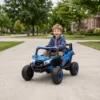 12V Elektroauto Für Kinder, Fernbedienungsfunktion, Gurt, Hupe, LED Lichter, USB Port, Für 3 5 Jahre, Blau