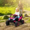 12V Elektroauto Für Kinder, Fernbedienungsfunktion, Gurt, Hupe, LED Lichter, USB Port, Für 3 5 Jahre, Rosa