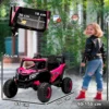 12V Elektroauto Für Kinder, Fernbedienungsfunktion, Gurt, Hupe, LED Lichter, USB Port, Für 3 5 Jahre, Rosa