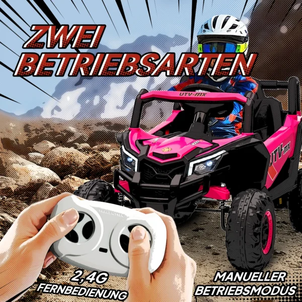 12V Elektroauto Für Kinder, Fernbedienungsfunktion, Gurt, Hupe, LED Lichter, USB Port, Für 3 5 Jahre, Rosa
