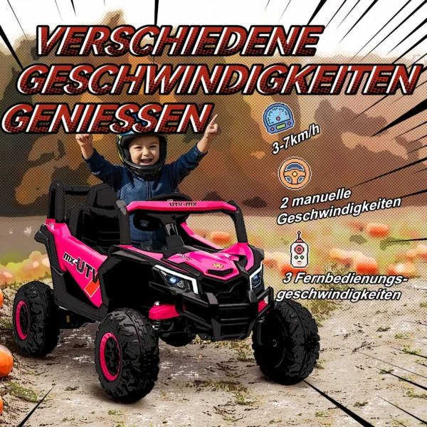 12V Elektroauto Für Kinder, Fernbedienungsfunktion, Gurt, Hupe, LED Lichter, USB Port, Für 3 5 Jahre, Rosa