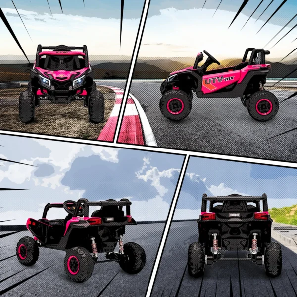 12V Elektroauto Für Kinder, Fernbedienungsfunktion, Gurt, Hupe, LED Lichter, USB Port, Für 3 5 Jahre, Rosa