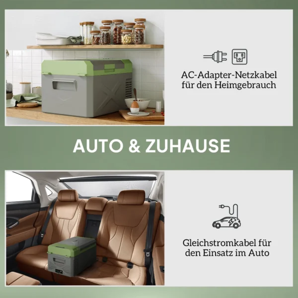 16,3 Liter Kompressor Kühlbox Elektrische Kühlbox Mit Anschluss ECO Modus Kühlhaltefunktion Grau+Grün