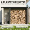 2 in 1 Kaminholzregal Außen Verzinkter Stahl 235 X 67 X 149 Cm Brennholzregal Mit Geräteschrank Schrägdach Dunkelgrau