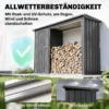 2 in 1 Kaminholzregal Außen Verzinkter Stahl 235 X 67 X 149 Cm Brennholzregal Mit Geräteschrank Schrägdach Dunkelgrau