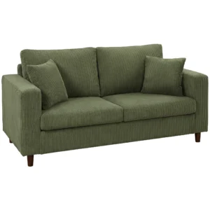 2 Sitzer Cordsofa Mit Breiter Tiefer Sitzfläche Und Federkernpolster, Grün